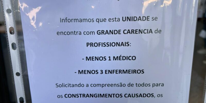 Falta de profissionais no Centro de Saúde