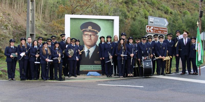 Mural evoca fundador da Filarmónica de Serpins